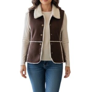 VINTAGE Northern Reflections Faux Suede And Fur Patchwork Vest Western Cowgirl L